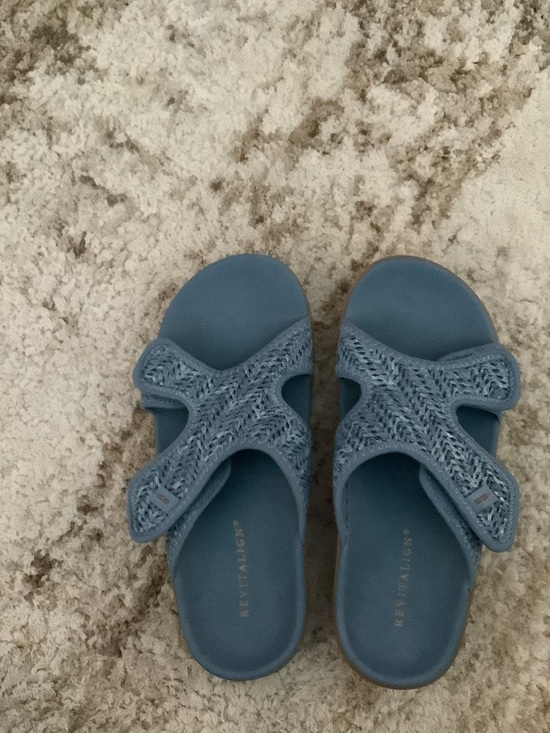 REVITALIGN Shoes - REVITALIGN denim raffia adjustable sandal size 7
